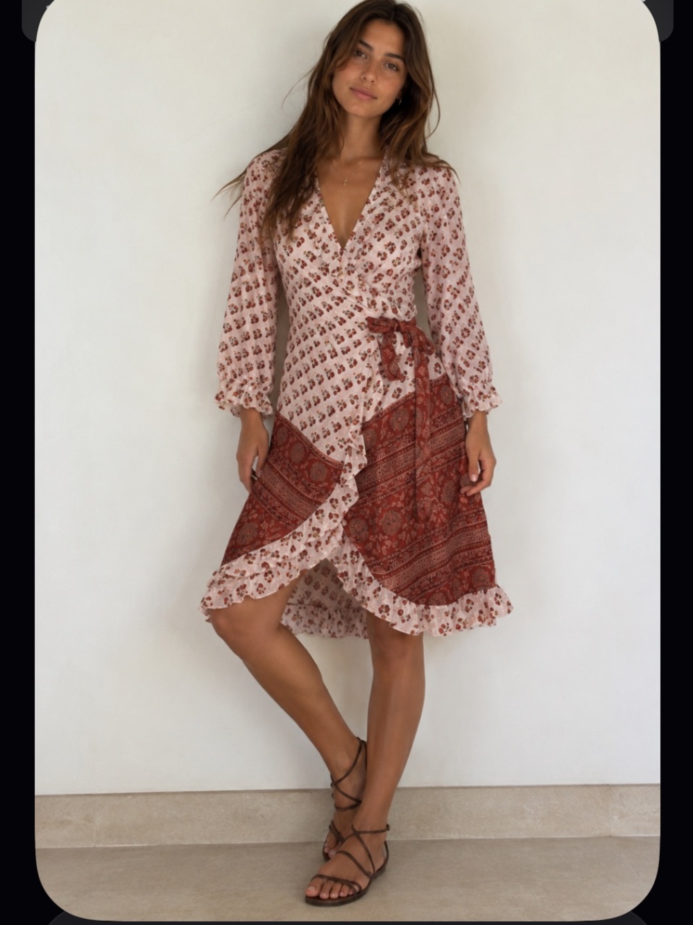 Indie Ella ANYA Butterfly Sleeve  Silk Wrap Dress fall rare  ruffle party boho